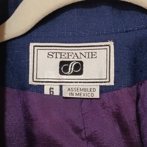 1980's Vintage Stefanie Powers Navy Blue Crested Blazer, Women's Size 6 - Picture 6 of 12